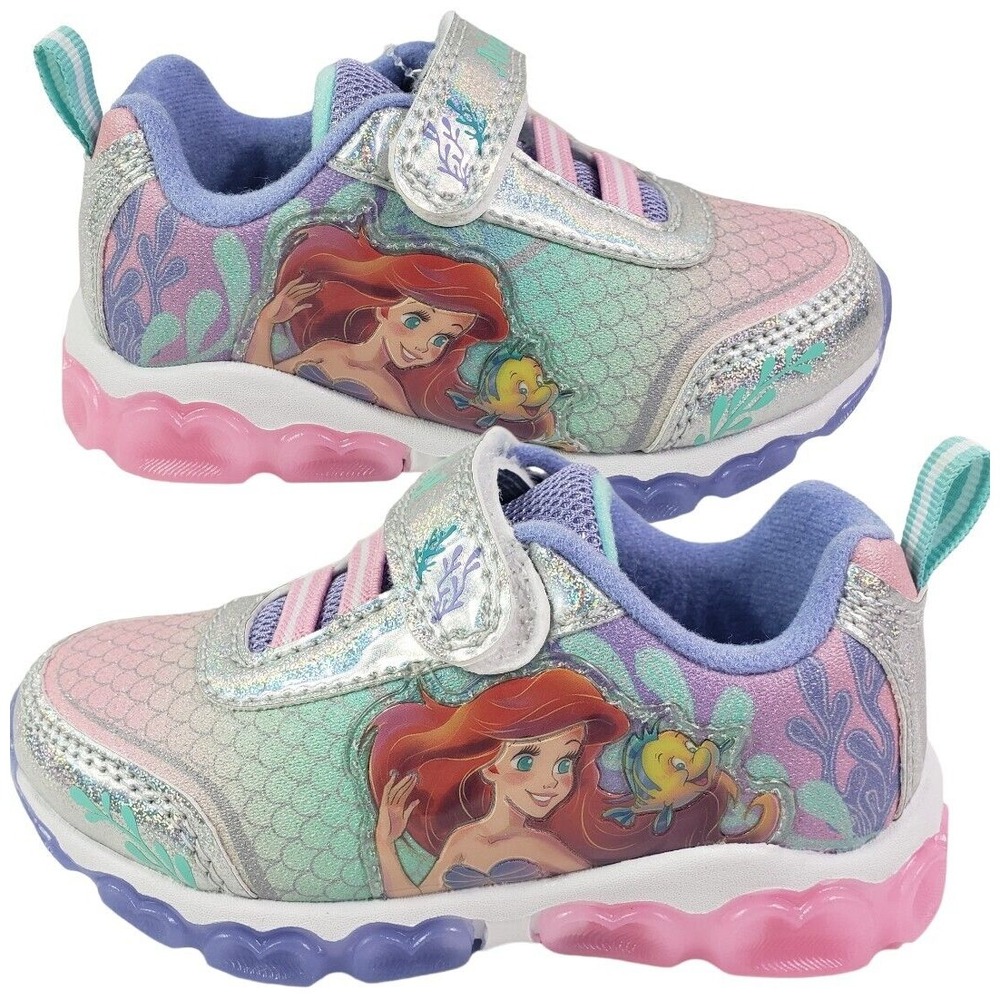 Disney Girls' Mermaid Shoes - Laceless LED Light Up Shoes Pink Size 6 (15cm) New
